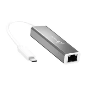 j5create JCE133G USB-C to Gigabit Ethernet Adapter Grey and White