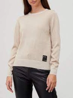 Armani Exchange Lurex Knitted Sweatshirt Gold Size S Women