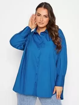 Yours Oversized Poplin Shirt Blue Size 26-28, Women