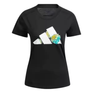 adidas AEROREADY Flower Graphic Running T-Shirt Womens - Black