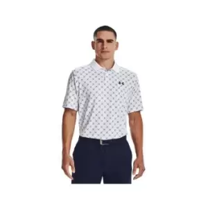 Under Armour Perf 3.0 Printed Polo White/Cosmic Blue - L