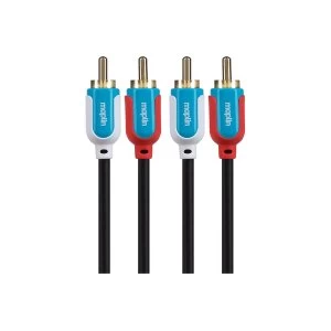 Maplin Premium Twin RCA Phono to Twin RCA Phono 2 Pole Terminal Cable 3m