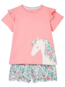 Joules Girls Perlow Disty Floral Shorty Pyjamas -multi, Multi, Size 4 Years, Women