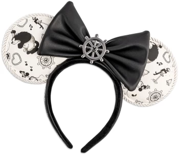 Mickey Mouse Loungefly - Steamboat Willie Ears - Minnie Headband white black