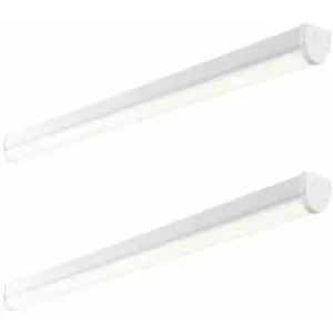 2 pk 6ft High Lumen Emergency Batten Light - 68.5W Cool White LED - Gloss White