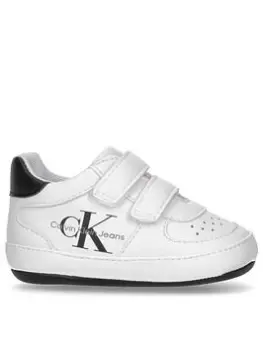 Calvin Klein Jeans Baby Low Cut Velcro Sneaker - White/black, White/Black, Size 3 Younger