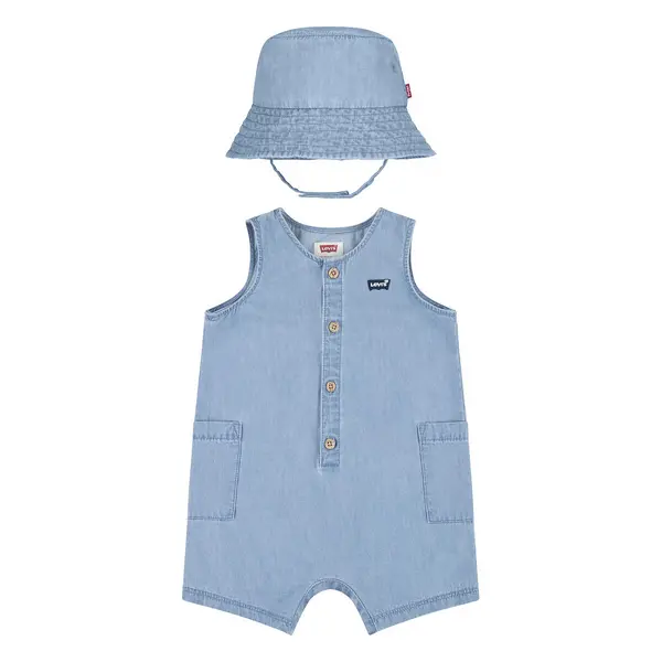 Cotton Chambray Romper/Bucket Hat