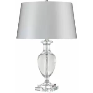 Crystal Glass Table Lamp Silver Shade Polished Nickel Finial Clear LED E27 60W