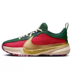 nike FREAK 5 GS KEEP IT A BUCK, GYM RED/METALLIC GOLD-COURT PURPLE