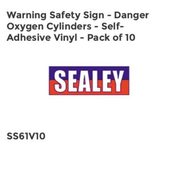 Warning Safety Sign - Danger Oxygen Cylinders - Self-Adhesive Vinyl - Pack of 10