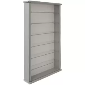 Wall Display Cabinet Wood 6 Glass Shelves - Grey