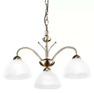 Milanese 3 Light Multi Arm Ceiling Pendant Antique Brass, Glass, E14