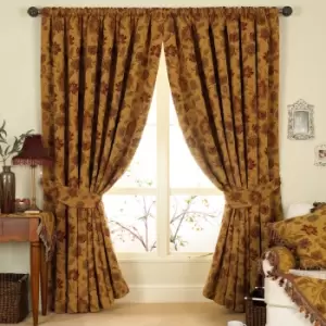 Zurich Floral Jacquard Pencil Pleat Curtains Gold / 229 x 229cm