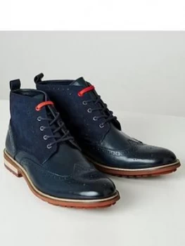 Joe Browns Note Leather Brogue Boots - Blue, Navy, Size 9, Men