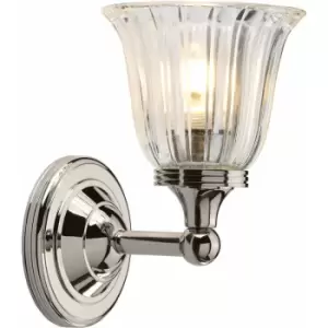 IP44 Wall Light Ridged Glass Tulip Design Cup Polished Nickel LED G9 3.5W