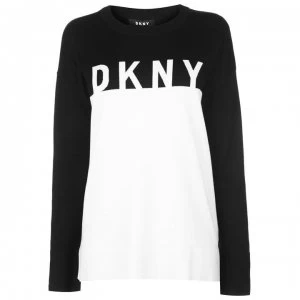 DKNY Long Sleeve Crew Neck Knitted Jumper Womens - Black Combo