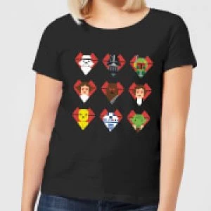 Star Wars Valentine's Pixel Montage Womens T-Shirt - Black - 5XL