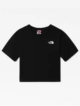 The North Face Girls Short Sleeve Simple Dome Cropped Tee - Black, Size L=13-14 Years, Women