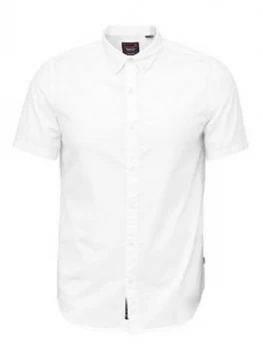 Superdry Classic Twill Lite Short Sleeve Shirt, White, Size 2XL, Men