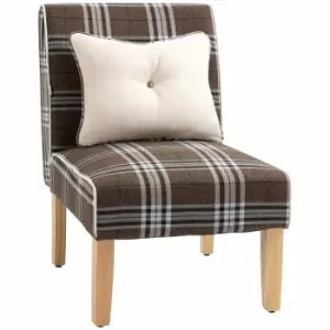 HOMCOM Linen Upholstered Modern Dining Chair With Rubber Wood Legs Brown