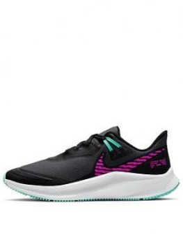 Nike Quest 3 Shield - Black/Pink, Size 7, Women