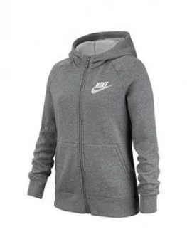 Nike NSW Girls Full Zip Hoodie - Grey/White, Size S, 8-10 Years, Women