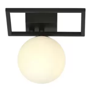 Emibig Imago Black CenterGlobe Ceiling Light with White Glass Shades, 1x E14