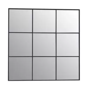 Square Metal Wall Mirror - Black - 95cm