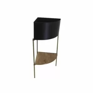 Ivyline Indoor Kensington Metal Corner Planter Stand In Gold - H76Cm W30Cm