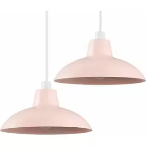 Minisun - 2 x - Pink Metal Easy Fit Ceiling Pendant Light Shades