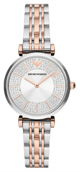 Emporio Armani AR11537 Womens Crystal Set Silver Dial Watch