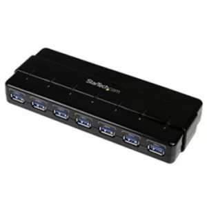 StarTech 7 Port Superspeed USB 3.0 Hub Desktop USB Hub With Power Adapter black