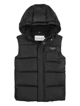 Calvin Klein Jeans Boys Hooded Gilet - Black, Size Age: 16 Years