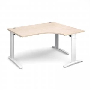 TR10 Deluxe Right Hand Ergonomic Desk 1400mm - White Frame maple Top