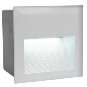 IP65 Recessed Outdoor Wall Light Silver Cast Aluminium 3.7W Built in LED