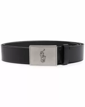 Polo Ralph Lauren Mens 36mm Plaque Vachetta Belt - Black - L/W36