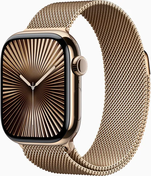 Apple Watch Series 10 GPS + Cellular 42mm Gold Titanium Case with Gold Milanese Loop MX083QA/A