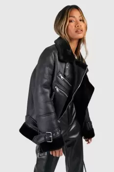 Faux Fur Trim Aviator Jacket