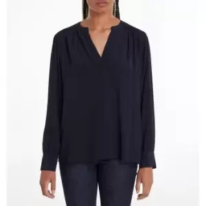 Relaxed Fit V-Neck Blouse with Long Sleeves