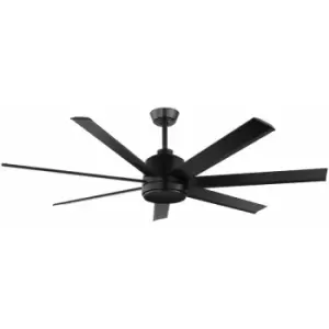 Loops - Remote Control Electric Ceiling Fan Matt Black Steel Conservatory 1524mm