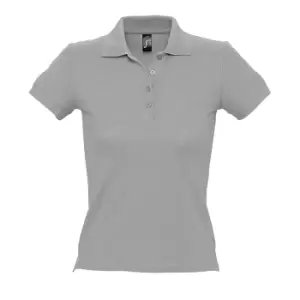 SOLS Womens/Ladies People Pique Short Sleeve Cotton Polo Shirt (3XL) (Grey Marl)