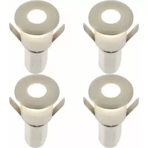 4 pack Recessed Decking IP67 Guide Light - 1.2W Cool White LED - Satin Nickel