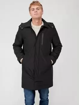 GANT Padded Long Car Coat - Black, Size S, Men