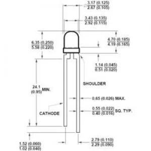 LED wired Red Circular 3mm 45 mcd 60