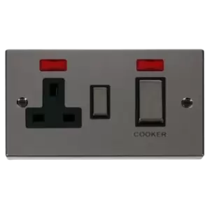 Click Scolmore Deco Ingot 45A Cooker Switch Unit with 13A 2 Pole Neon Switched Socket - VPBN505BK