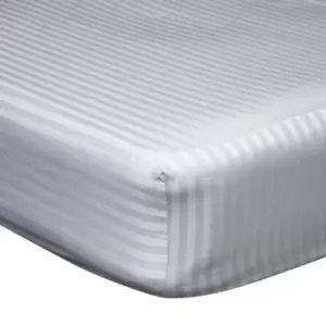 Belledorm 540 Thread Count Satin Stripe Extra Deep Fitted Sheet (Double) (Platinum)