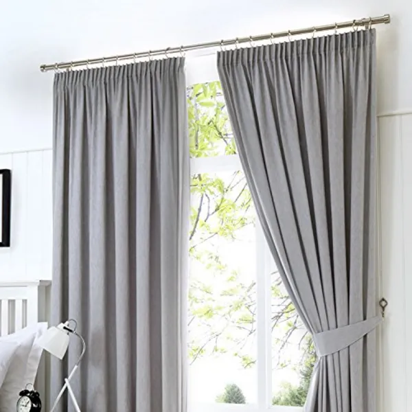 Fusion Fusion - Dijon Blackout Pencil Pleat Lined Curtains, Silver, 66 x 90" DJNSV66900LZU