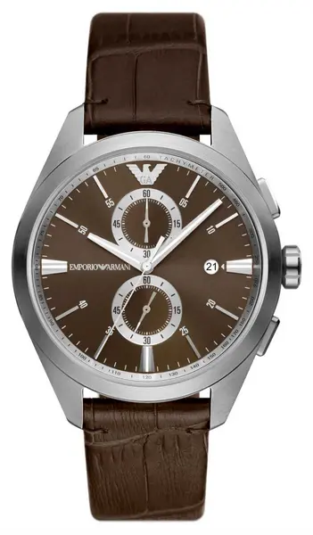 Emporio Armani AR11482 Mens Brown Dial Brown Leather Strap Watch