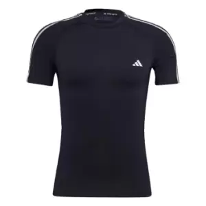 adidas Techfit 3-Stripes Training T-Shirt Mens - Blue