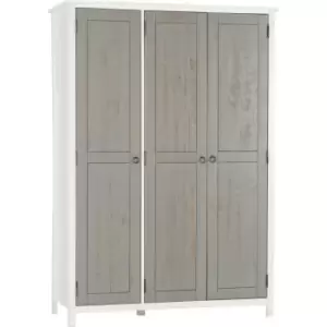 Vermont White & Grey 3 Door Wardrobe - Seconique